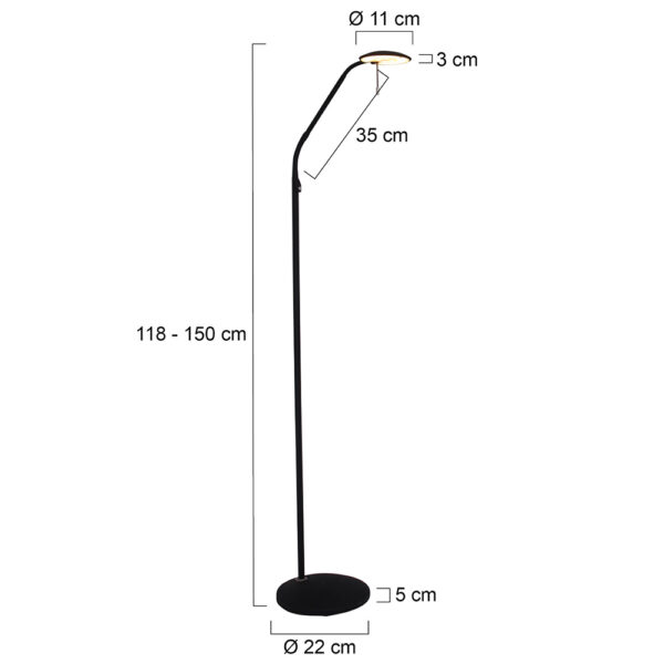 Steinhauer Zenith vloerlamp - 150 cm hoog - ingebouwd LED - dimbaar en kleurinstelbaar - draai- en kantelbaar - zwart - Image 7