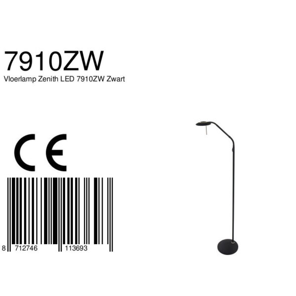 Steinhauer Zenith vloerlamp - 150 cm hoog - ingebouwd LED - dimbaar en kleurinstelbaar - draai- en kantelbaar - zwart - Image 8