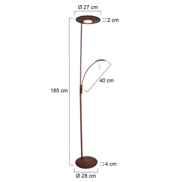 Steinhauer Zenith vloerlamp - uplight met leesarm - incl. ingebouwd LED - dimbaar en kleurinstelbaar - brons - Image 7