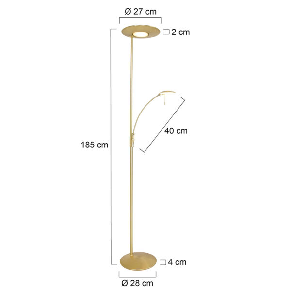Steinhauer Zenith vloerlamp - uplight met leesarm - incl. ingebouwd LED - dimbaar en kleurinstelbaar - messing - Image 7