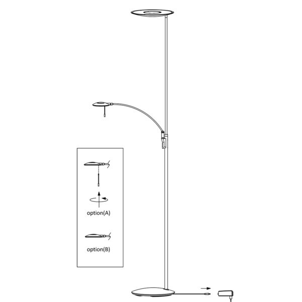 Steinhauer Zenith vloerlamp - uplight met leesarm - incl. ingebouwd LED - dimbaar en kleurinstelbaar - messing - Image 9