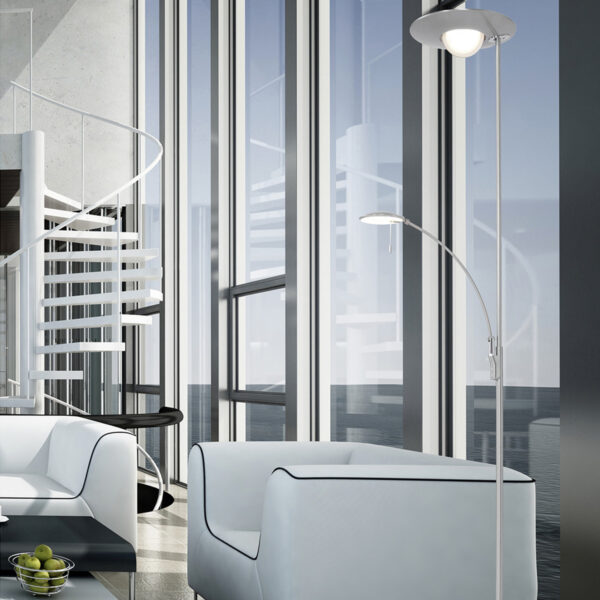 Steinhauer Zenith vloerlamp - uplight met leesarm - incl. ingebouwd LED - dimbaar en kleurinstelbaar - staal - Image 2