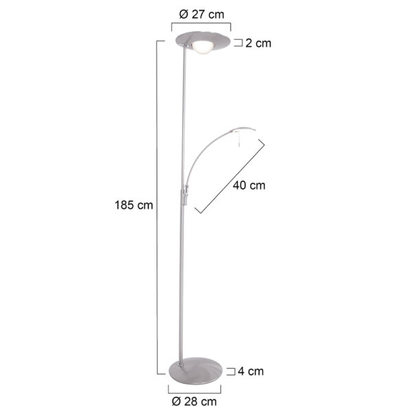 Steinhauer Zenith vloerlamp - uplight met leesarm - incl. ingebouwd LED - dimbaar en kleurinstelbaar - staal - Image 7
