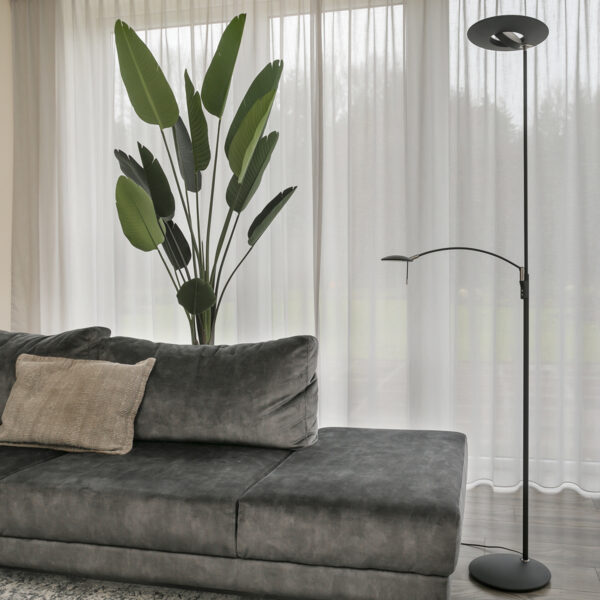 Steinhauer Zenith vloerlamp - uplight met leesarm - incl. ingebouwd LED - dimbaar en kleurinstelbaar - zwart - Image 21
