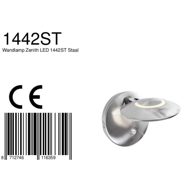 Steinhauer Zenith wandlampje - LED - dimbaar en kleurinstelbaar - ⌀12 cm - staal - Image 6