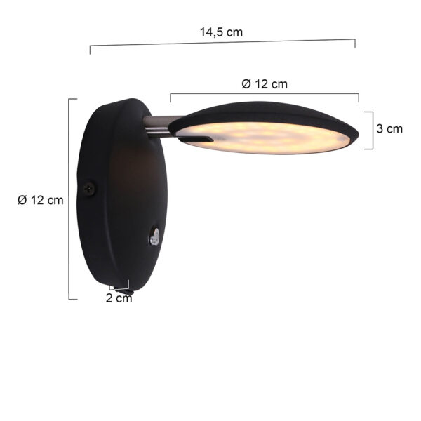 Steinhauer Zenith wandlampje - LED - dimbaar en kleurinstelbaar - ⌀12 cm - zwart - Image 6