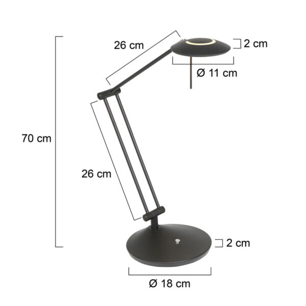 Steinhauer Zodiac bureaulamp - LED - dimbaar - verstelbaar - 30-60 cm hoog - zwart - Image 5