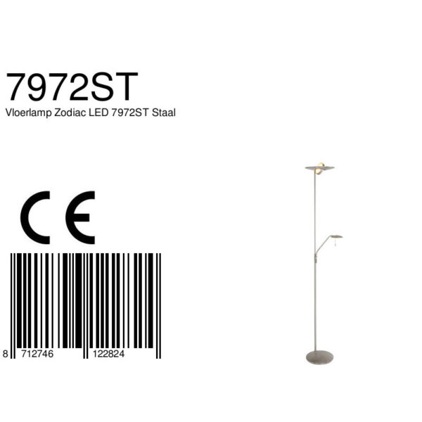 Steinhauer Zodiac staande lamp - 185 cm hoog - ingebouwd LED - dimbaar - draai- en kantelbaar - staal - Image 8