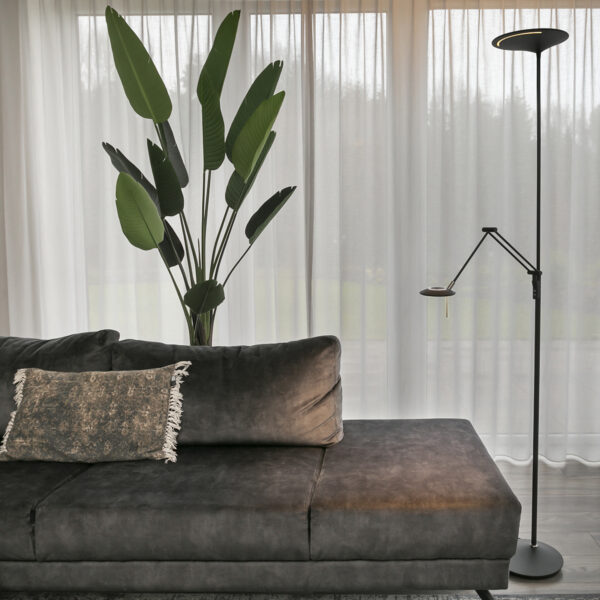 Steinhauer Zodiac vloerlamp - uplight + leesarm - LED - dimbaar - 185 cm hoog - zwart - Image 2