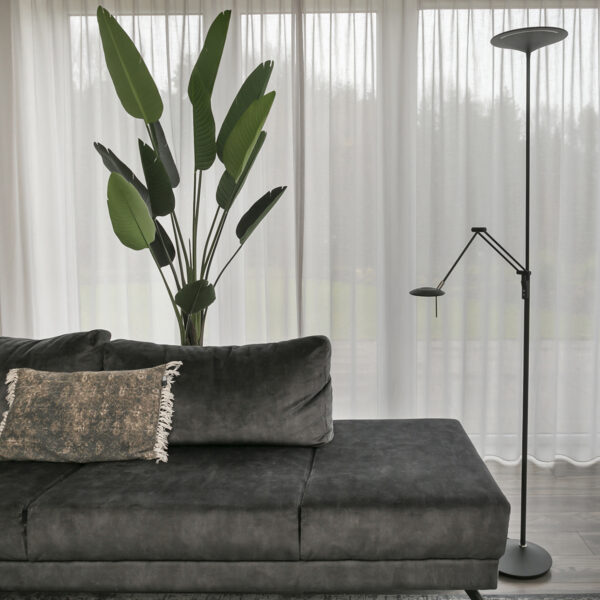 Steinhauer Zodiac vloerlamp - uplight + leesarm - LED - dimbaar - 185 cm hoog - zwart - Image 11
