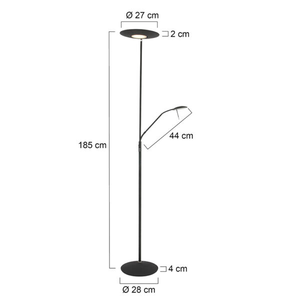 Steinhauer Zodiac staande lamp - 185 cm hoog - ingebouwd LED - dimbaar - draai- en kantelbaar - zwart - Image 6