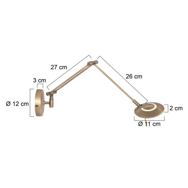 Steinhauer Zodiac LED wandlamp - knikarm - dimbaar - incl. ingebouwd LED - brons - Image 5
