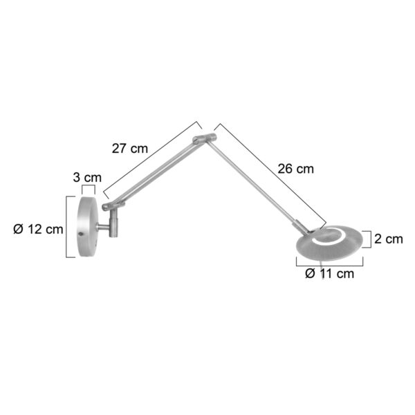 Steinhauer Zodiac LED wandlamp - knikarm - dimbaar - incl. ingebouwd LED - staal - Image 5
