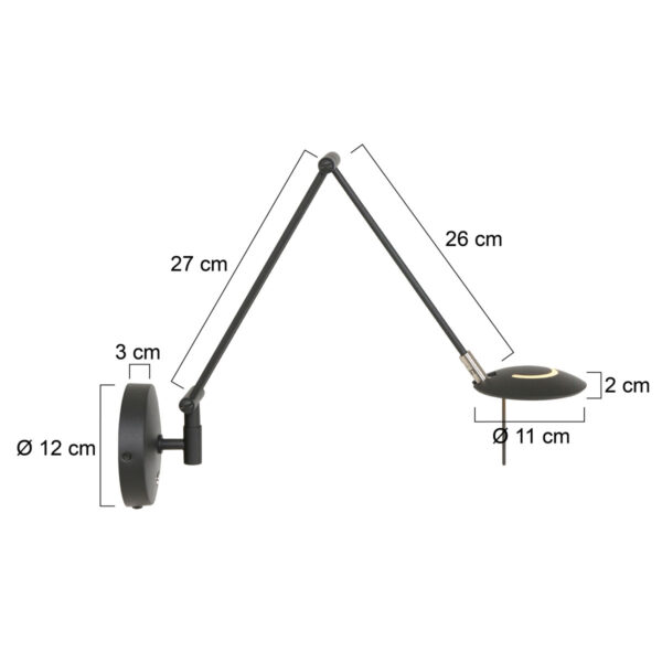 Steinhauer Zodiac LED wandlamp - knikarm - dimbaar - incl. ingebouwd LED - zwart - Image 5