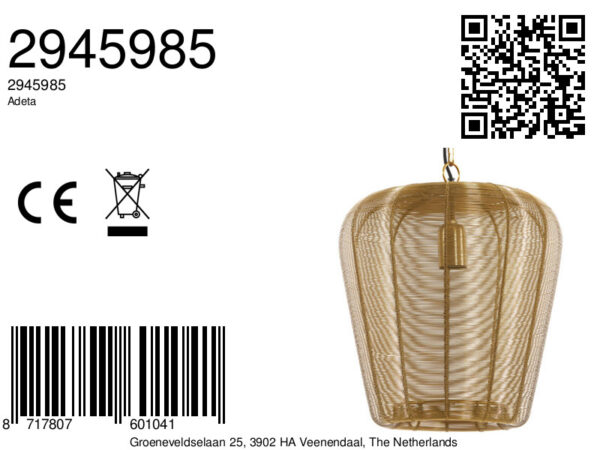 Retro gouden hanglamp aan ketting Light & Living Adeta - Image 2
