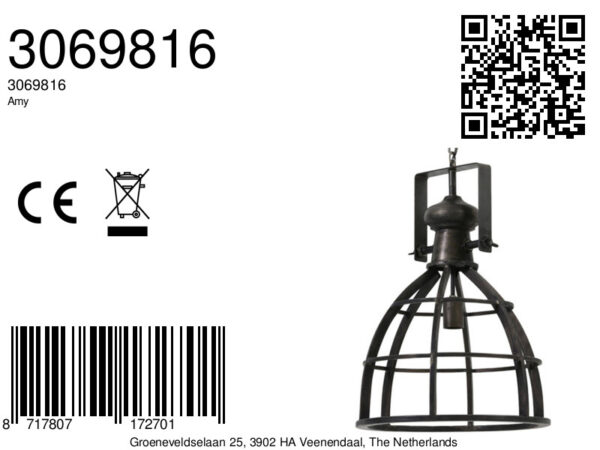 Rustieke zwarte scheepslamp hanglamp Light & Living Amy - Image 2