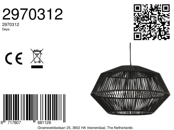 Rustieke ronde zwarte hanglamp Light & Living Deya - Image 2