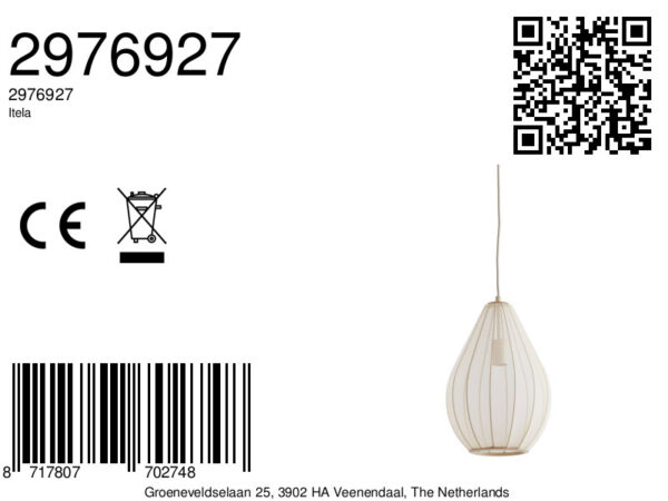 Doorzichtige hanglamp zandkleur Light & Living Itela - Image 2