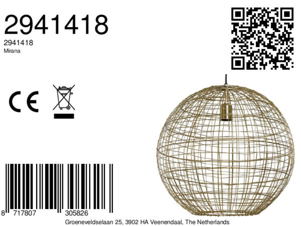 Rustieke ronde gouden hanglamp Light & Living Mirana - Image 2