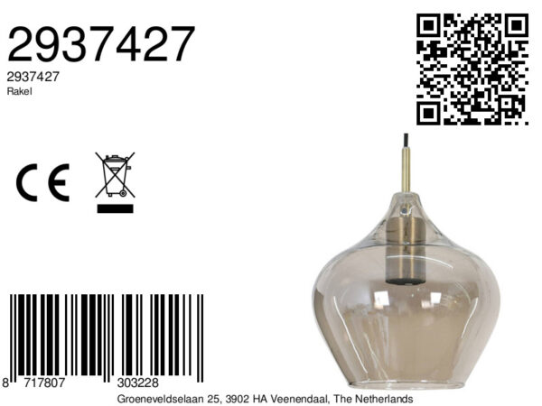 Retro hanglamp rookglas met goud Light & Living Rakel - Image 2