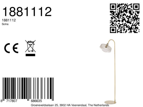 Gouden vloerlamp met glazen kap Light & Living Solna - Image 2