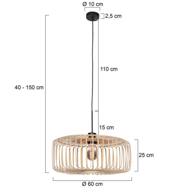 Hanglamp zwart met naturel kap Steinhauer Bloeba - Image 6
