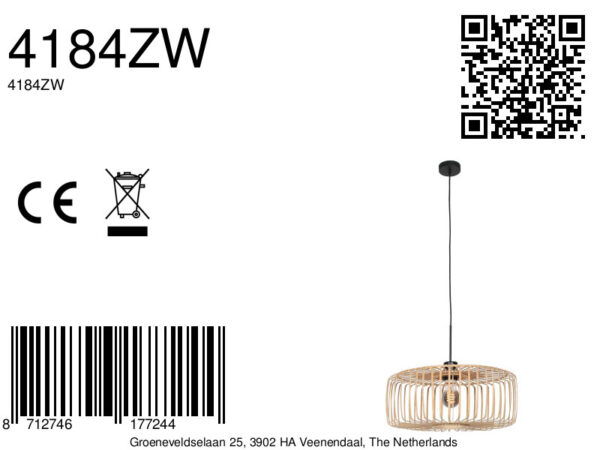 Hanglamp zwart met naturel kap Steinhauer Bloeba - Image 7