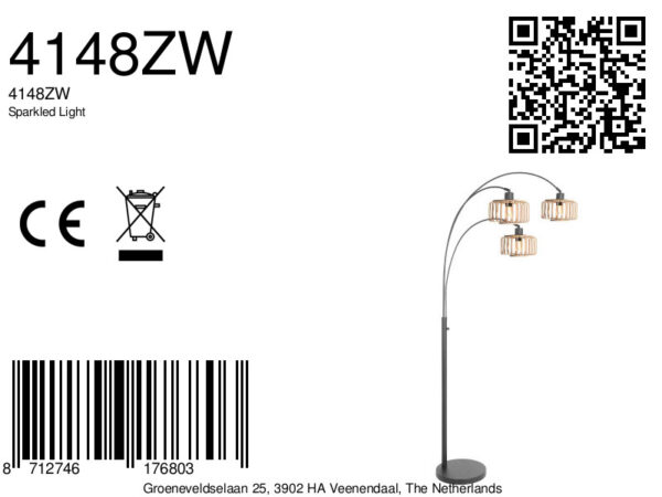 Steinhauer Sparkled light vloerlamp – E27 (grote fitting) – Zwart - Image 7