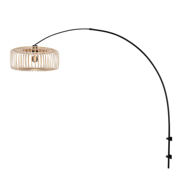Wand booglamp zwart met bamboe kap Steinhauer Sparkled light - Image 2