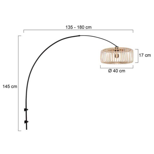Wand booglamp zwart met bamboe kap Steinhauer Sparkled light - Image 6