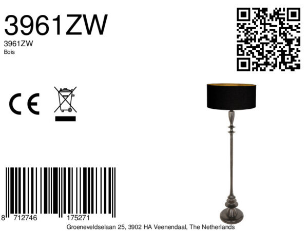 Landelijke zwarte houten vloerlamp Anne Light & Home Bois - Image 7