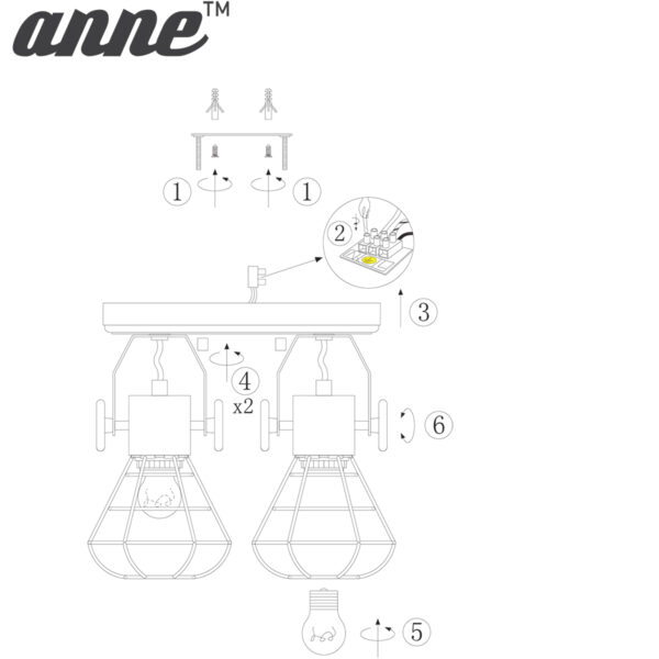 Anne Lighting Guernsey plafondspot - tweelichts - draad - 27 cm breed - draai- en kantelbaar - groen - Image 9