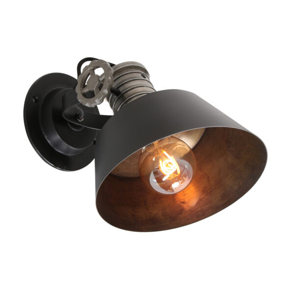 Anne Lighting Sprocket wandlamp – E27 (grote fitting) – Zwart