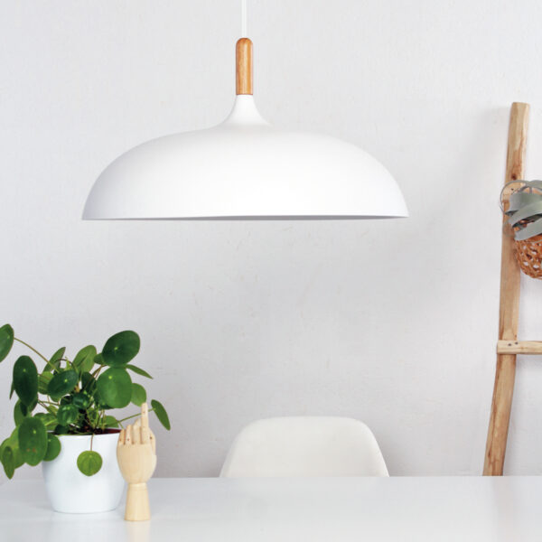 Scandinavische witte metalen houten hanglamp Mexlite Bjorr - Image 11