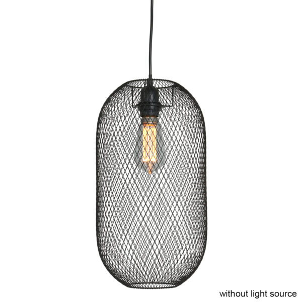 Mexlite Bodine hanglamp – ø 22 cm – E27 (grote fitting) – Zwart