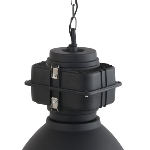 Industriële zwarte metalen glazen hanglamp Mexlite Densi - Image 11