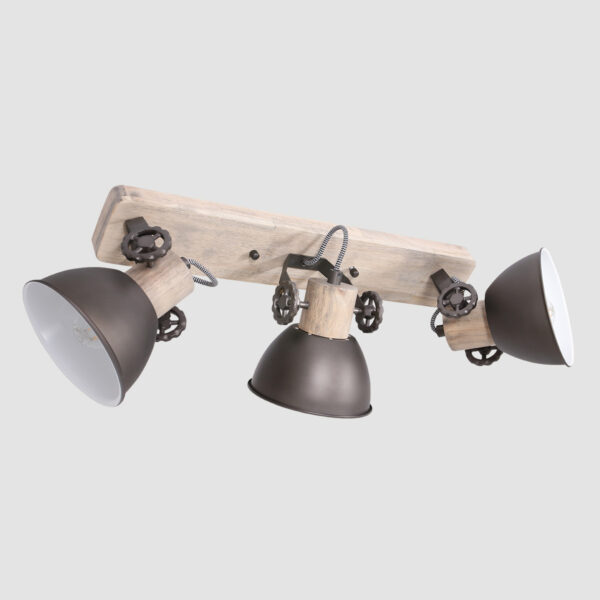 Industriële antracieten metalen rubberwood spot Mexlite Gearwood - Image 13