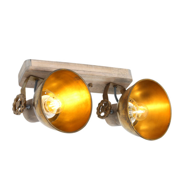 Stoere tweelichts plafondspot Mexlite Gearwood - Image 20