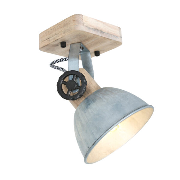 Mexlite Gearwood plafondspot - éénlichts - E27 - draaibaar - kantelbaar - hout met nikkel - Image 16
