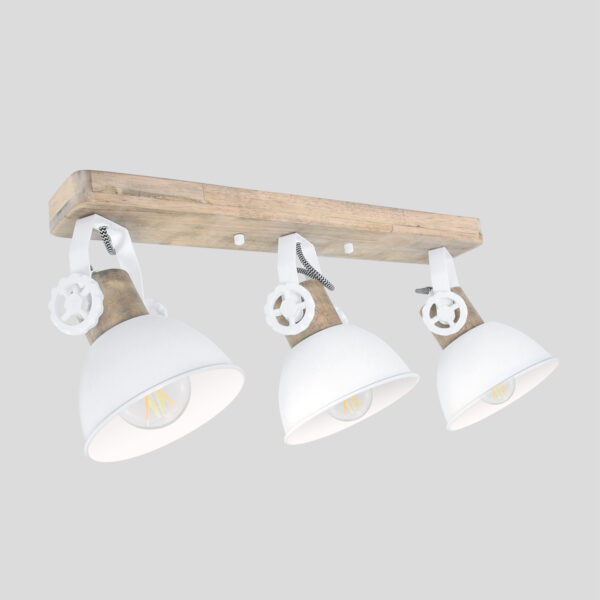 Scandinavische plafondlamp drie spots wit met hout Mexlite Gearwood - Image 12