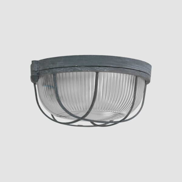 Industriële metalen glazen plafonnière grijs Mexlite Lisanne - Image 9