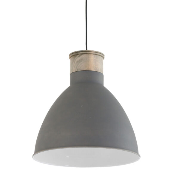 Mexlite Gunar hanglamp - ⌀40 cm - met houten detail - in hoogte verstelbaar - grijs - Image 11