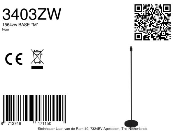 Moderne zwart metalen vloerlamp voet Mexlite Noor - Image 4