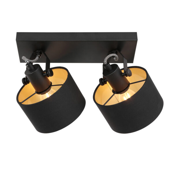 Tweelichts plafondlamp met stoffen kappen Mexlite Ornoir - Image 15