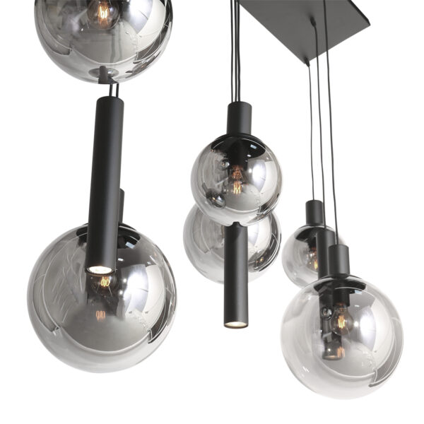 Steinhauer Bollique hanglamp – In hoogte verstelbaar – E27 + GU10 – smokeglas en zwart - Image 15