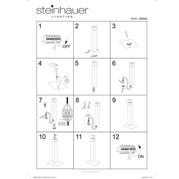 Steinhauer Otis staande buitenlamp - 78 cm hoog - IP44 - zwart - Image 8