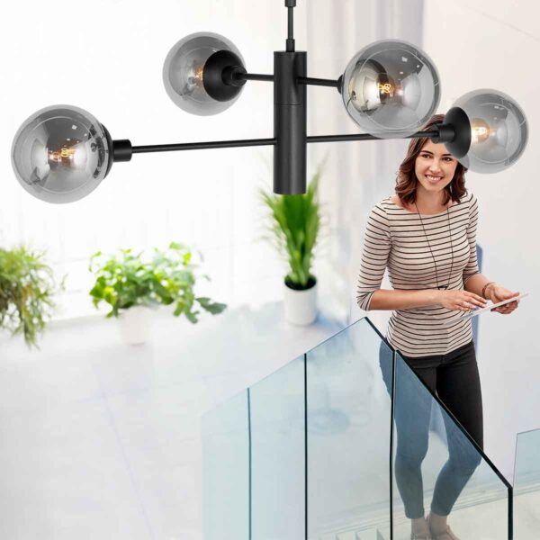 Steinhauer Constellation hanglamp – ø 90 cm – Draaibaar,In hoogte verstelbaar (na installatie) – E27 + GU10 – smokeglas en zwart - Image 16