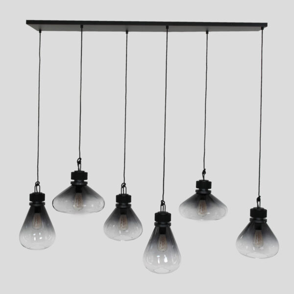 Steinhauer Flere hanglamp - zeslichts - E27 - in  hoogte verstelbaar - 140 cm breed - rookglas - Image 20