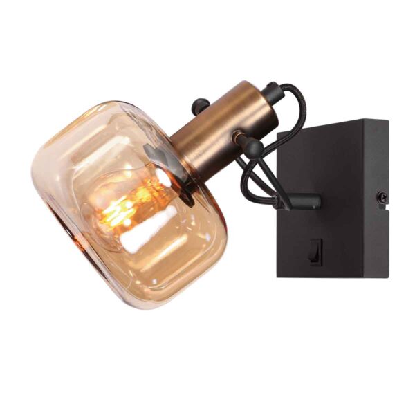 Steinhauer Glaslic wandlamp –– brons en zwart - Image 4