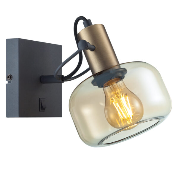 Steinhauer Glaslic wandlamp –– brons en zwart - Image 5